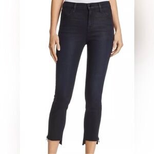 J Brand Washed Black Cropped Skinny Jeans Raw Frayed Ankle Chew Hem Size 25